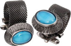 HAWSON Mens Cufflinks with Chain - Stone and Shiny Gold Tone Shirt Accessories - Party Gifts for Young Men