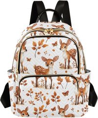 ALAZA Deer Leaf Autumn Women Backpack Purse Ladies Fashion Shoulder Bag Daypack Travel Bag 7.5L