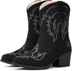 IXU Cowboy Boots for Women Ankle Cowgirl Boots Pointed Toe Short Western Booties