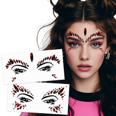 Poison Ivy Face Jewels Devil Face Costume Accessories Face Gem Jewel 2-Pack Festival Headpiece Stick On Gems, Black