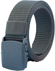 Men's Adjustable Nylon Web Belt With Plastic Buckle Holeless Canvas Waistband For Outdoor Travel Hiking Work Pants