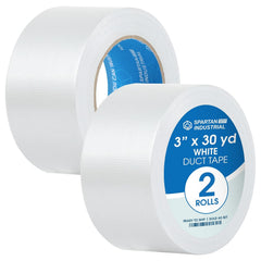 SPARTAN INDUSTRIAL - 4" X 30 yd Water-Resistant White Duct Tape - 2 Heavy-Duty Tape Rolls for Professional, Home, and DIY Repairs - No Residue, 9 Mil