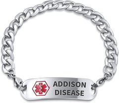 Personalize Medical Identification Medical ID Miami Cuban or Figaro Link Bracelet For Men Steel 8.5in Custom Engraved