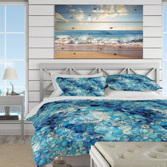 Designart "Ocean Blue Mosaic Turquoise" Blue Tropical - Bedding Set With Shams