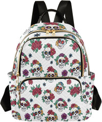 ALAZA Skull Flower Pattern Women Backpack Purse Shoulder Bag