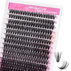 FADLASH Wispy Lash Clusters 280Pcs DIY Individual Eyeslash Clusters Natural Look 40D D Curl 12-18mm Lash Clusters Soft Fluffy Eyelash Extensions (Packaging Cards May Vary))