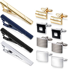 FIBO STEEL 4-8 Pairs Wedding Business Classic Cufflinks for Men Unique Cufflink Set Mens