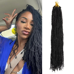 8 Pack Pre-Looped Micro Locs Super Lightweight Mini Fuax Locs Crochet Hair Sisterlocks Synthetic braids Dreadlock Extensions (1B#, 18 Inch)