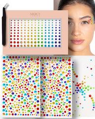 MERCY LONDON Face Gems in Red, 866 Self Adhesive Makeup Face Gem Stickers, 4 Sheets, Reusable Eye Gems, DIY Face Gems