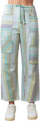 Hey Sweetie Women's Multi Pin Stripe Twill Pants – Patchwork Denim Barren Fit Vintage-Inspired Relaxed High Rise Pants