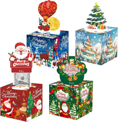 Christmas Money Pull Box for Cash Gifts - Surprise Money Holder with 50 Bags, Creative Gift Box for Kids & Adults, Fun Way to Give Cash for Christmas