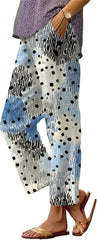 Women's Novelty Boho Flower Print Pants Straight Leg High Waist Elastic Drawstring Pants Summer Dressy Lounge Trousers