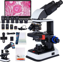 Microscope Magnification 40X-2500X WF25x Eyepieces, Dual LED Illumination, Microscope for Adults, Binocular Microscope for Schools, Homes, Labs, Education