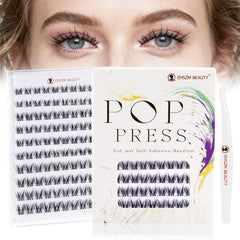 POP PRESS Self Adhesive Eyelash Clusters Kit - L Curl Manga Lash Clusters, Pre Glued, Easy Apply | Naked Soft Volume, No Plastic Feeling, Press On Lashes 10-14mm (EHSZM BEAUTY - Nebula)