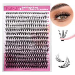 FADLASH Wispy Lash Clusters 280Pcs DIY Individual Eyeslash Clusters Natural Look 40D D Curl 12-18mm Lash Clusters Soft Fluffy Eyelash Extensions (Packaging Cards May Vary))