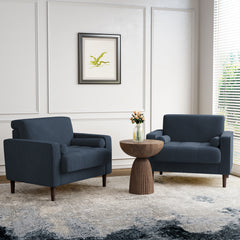 Modern Upholstered Corduroy Accent Chair With Arms Pillows