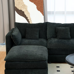Sofa 144-in Casual Black 6 -seater Reclining Sectional - 8' x 10'
