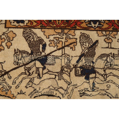 Pre-1900 Antique Vegetable Dye Kashan Mohtasham Persian Rug - 4'9"x 6'10"