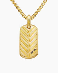 Chevron Tag in 18K Yellow Gold with Black Diamonds, 27mm