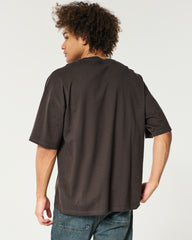 Baggy Cotton Crew T-Shirt-dark brown