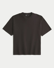 Baggy Cotton Crew T-Shirt-dark brown