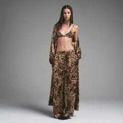 DOLCE&GABBANA X SKIMS SILK LONG ROBE | LEOPARD