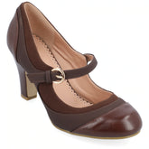 Journee Collection Women's Siri Medium and Wide Width Round Toe Block Heel Mary Jane Pumps