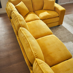 Modern U-Shaped 6-seat Corduroy Modular Sectional Sofa with 1 Ottoman