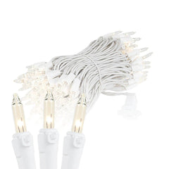100 Light Christmas Mini Light Set, Black Wire, 34' Long