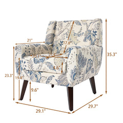 Modern Upholstered Faux Leather Tufted Armchair Linen Accent Chairs