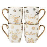 Certified International Christmas Glitter 16 oz. Gold Mugs, Set of 4