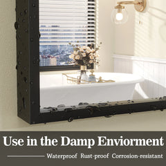 Modern Metal Framed French Cleat Mounted Wall Bathroom Vanity Mirror