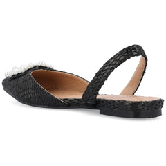 Journee Collection Women's Medium and Wide Width Hannae Sling Back Pointed Toe Flats