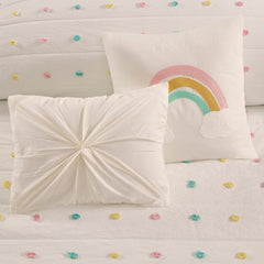 Intelligent Design Kids Ensley Pom Pom Cotton Jacquard Quilt Set with Throw Pillows
