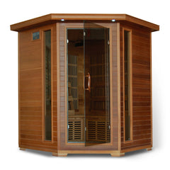 HeatWave Whistler 4-Person Cedar Corner Infrared Sauna with 10 Carbon Heaters
