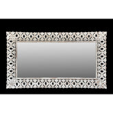 Hand Carved White Wooden Mirror - 81