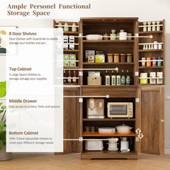 Farmhouse Kitchen Pantry Storage Cabinet with Door Shelves
