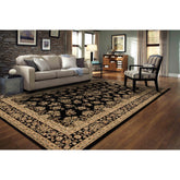 Izmir Collection Black/Beige Transitional Floral/Botanical Area Rug