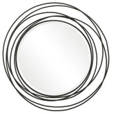 Whirlwind Beveled Round Wall Mirror - 39" - Black