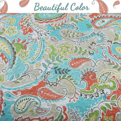 Paisley Floral Turquoise Blue Coral Yellow Grey Green Microfiber Reversible DayBed Quilted Bedding Set