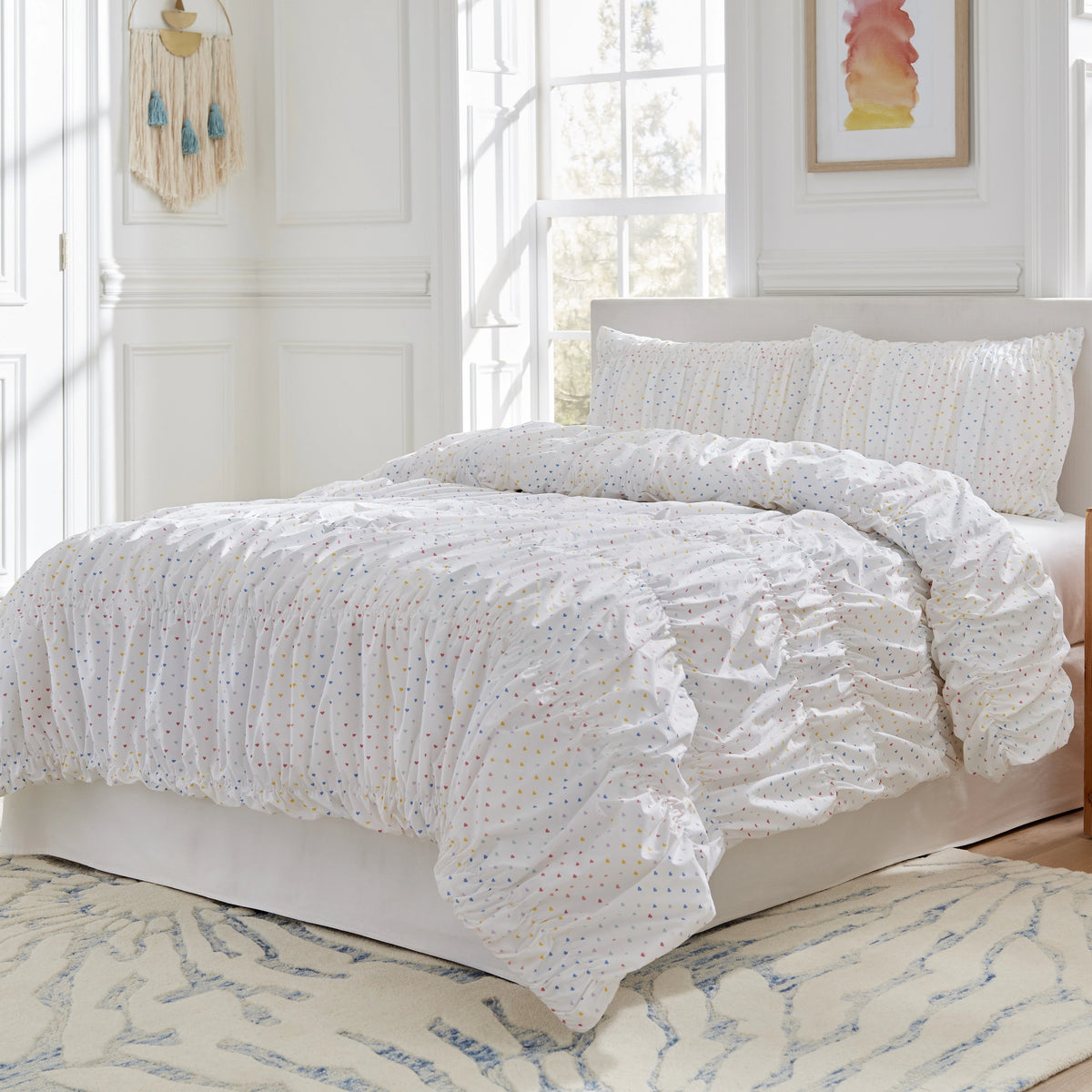 Lullaby Bedding Tiny Hearts Ruffled Cotton Duvet Set