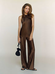 Gale Satin Mid Rise Bias Pant