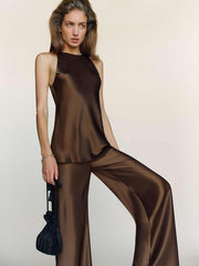 Gale Satin Mid Rise Bias Pant