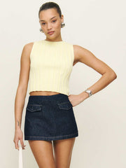 Imogen High Rise Denim Skort
