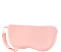 1pc Premium Smooth Silicone Medium Size Zipper Closure Eyeglass Case Fits Most Glasses for Men and Women