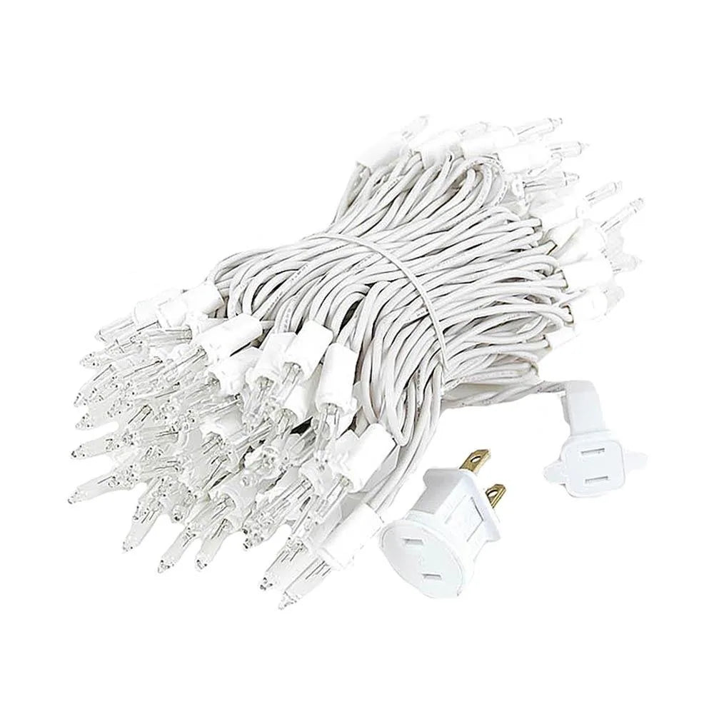 100 Light Christmas Mini Light Set, Black Wire, 34' Long