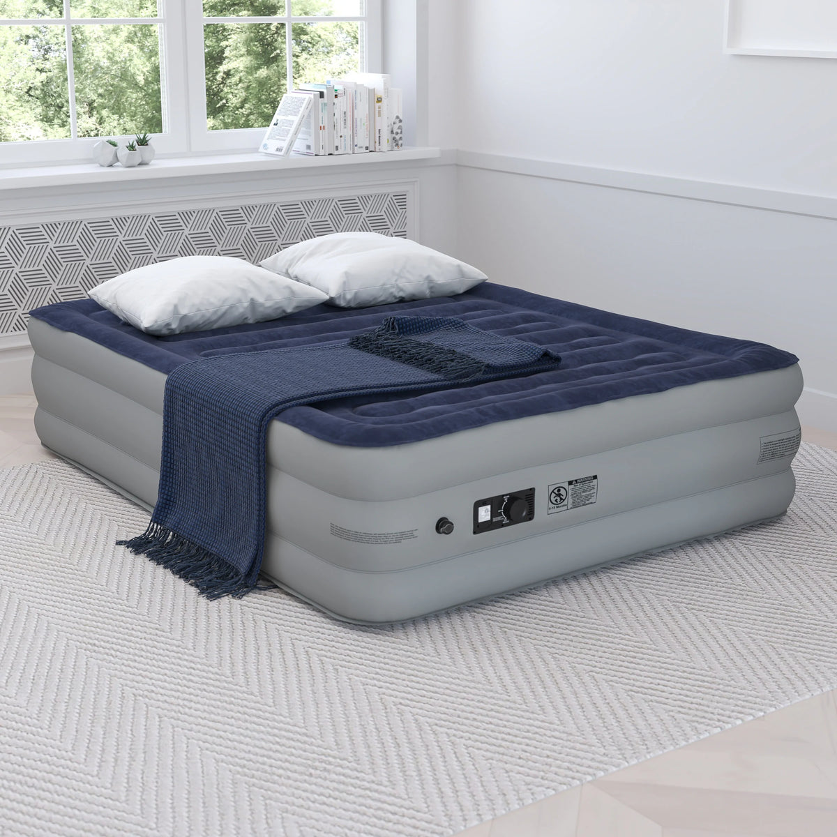 18" Blow-Up Air Mattress with Internal Electric Pump and Carrying Case