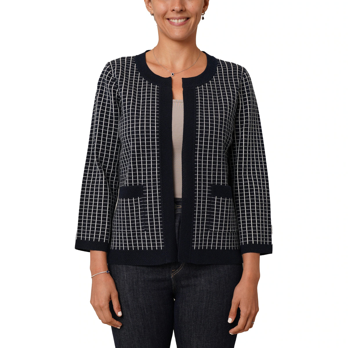 Cyrus Check Pattern Knit Cardigan