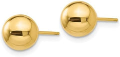 Authentic 10K Solid Yellow Gold Ball Post Earrings, 10K Real Gold Polished Ball Stud Earrings, 5 Different Sizes.