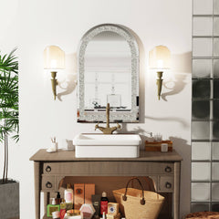 36" Crushed Diamond Decor Arch-Top Wall Mirror - 36"x24"
